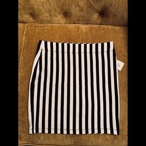 Black and White Striped Mini Skirt